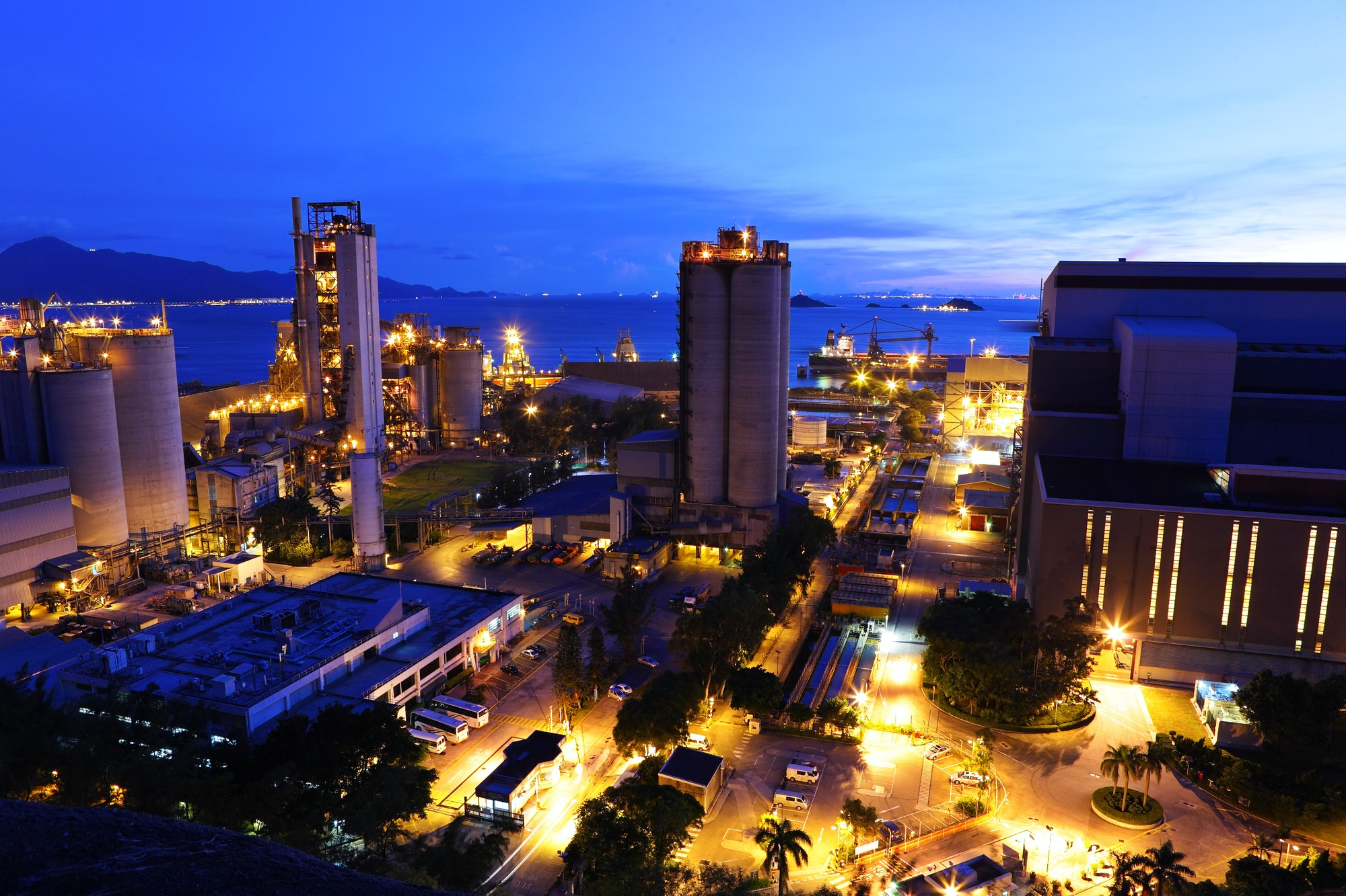 Industrial plant at dusk